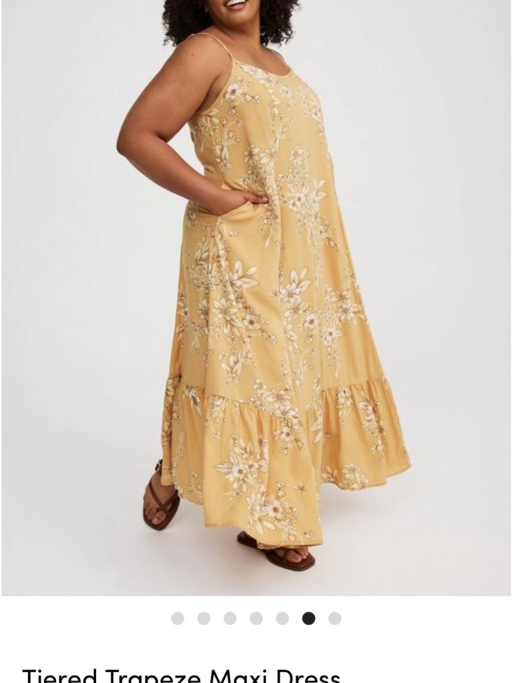 torrid Gold Floral Maxi Dress with White Print and pockets - Picture 16 of 16